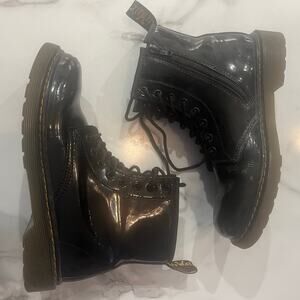 Doc Martens 1460 Black Patent Leather Zip Combat y2k Boots Youth Boys 4 Girls 5